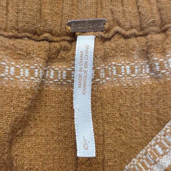 Free People Pants Womens Large Rust Striped Boho Elastic Waist Gauze Cotton - Picture 3 of 10